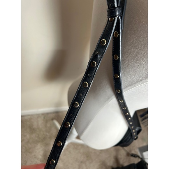 Y2K VTG Black Crossbody Purse Bag Studded Silver Satchel Indie Retro Boho - Picture 9 of 10